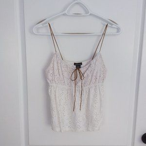 Moda International spaghetti strap white top with eyelets size small